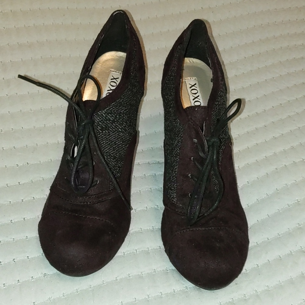 Mary Jane style heeled booties